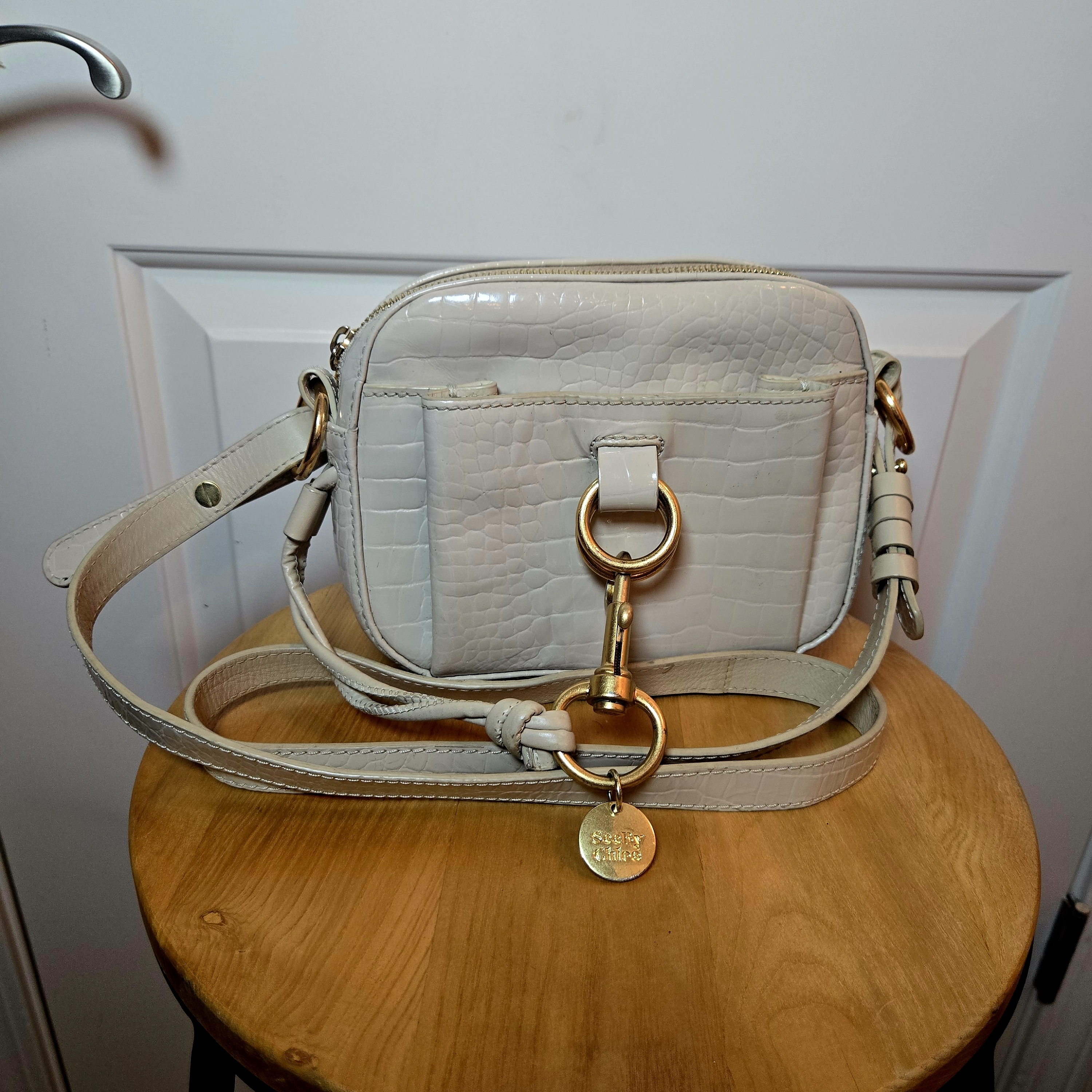 See By Chloe Light Beige Crossbody Bag With Gold Details